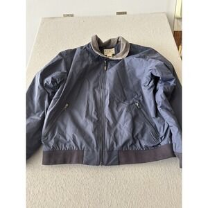 L.L.Bean Jacket Mens XL Blue Nylon Bomber Fleece Lined Full Zip Pockets Warm
